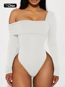 Women's Fall Winter Warm Skin-Friendly Fitted Long Sleeve Jumpsuit, Bodysuit, Casual Basic One-Piece, Comfortable and Stylish