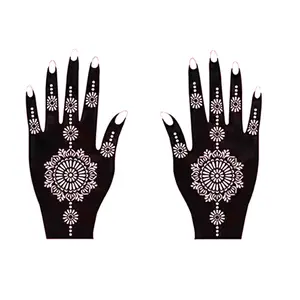 Henna Stencils - Black Hand Design with Unique Patterns, Suitable for Various Occasions and Events