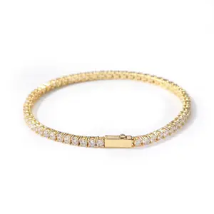 4MM CLASSIC TENNIS BRACELET 18KT GOLD PLATED
