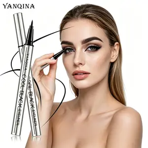 YANQINA  Liquid Eyeliner Pen, Smudge Proof Long Lasting Quick Drying High Pigment Black Eyeliner, Precise No Fading No Transfer Pearlescent Glitter Eye Makeup Set for Beginners Daily Wear