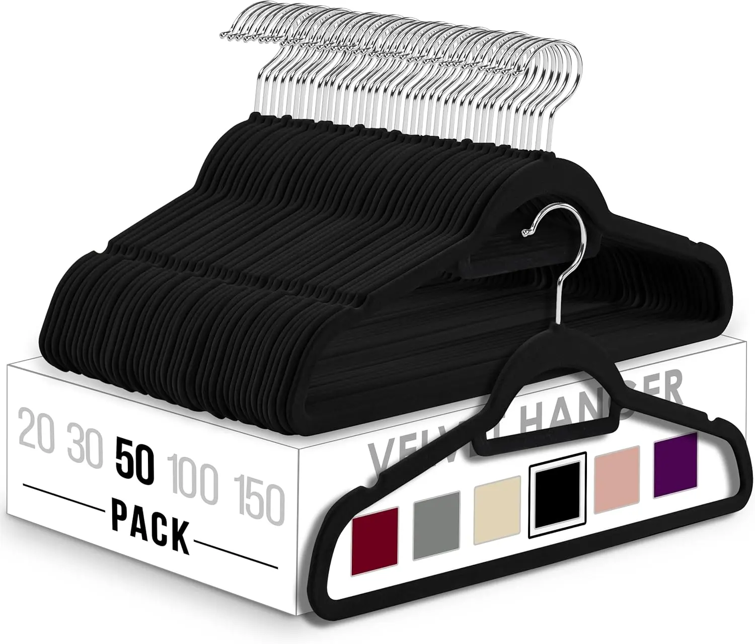 Home Premium Velvet Hangers 30/50/100 Pack - Non-Slip Clothes Hanger with 360 Degree Rotatable Hook - Heavy Duty Coat Hanger Organiser Set Hanging