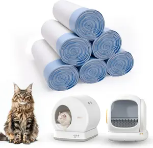 120 Count Self-Cleaning Cat Litter Box Liners Bag, Compatible with MeoWant-SCO1 and MeoWant-SCO2, Thick Heavy Duty Drawstring Replacement Cat Litter Box Liners-18"x 12.6"