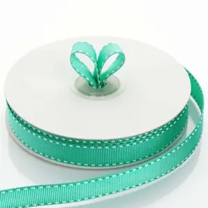 25 Yards 5/8" Hunter Green Stitched Wholesale Grosgrain Ribbon By The Roll - Clearance SALE