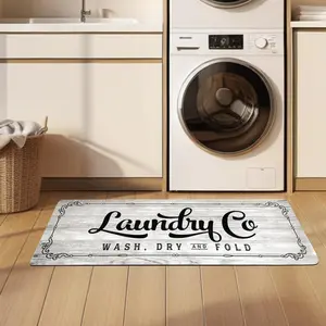 Laundry Room Rug Runner Non Slip Kitchen Rugs Washable Laundry Room Mat Waterproof Mudroom Floor Carpet Runner Farmhouse Decor  Light Grey Laundry Co