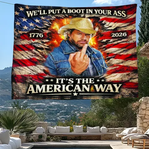 Vintage American Flag Polyester Tapestry - Wall Tapestries for Room Decor, Patriotic 4th of July Wall Hanging, Lightweight Beach Throw, Veteran Gift