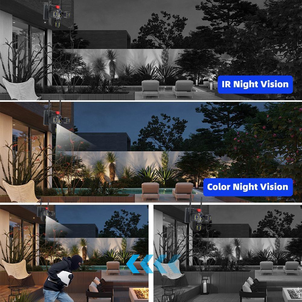 Triple-Lens Solar 360° Dome Camera, 360 Camoflauge Security Cameras Wireless Outdoor Solar Powered, Cameras for Home Security, 360 Pan & Tilt Surveillance Camera for Valentine’s Day Gift