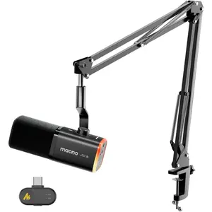 Wireless Gaming Microphone Dynamic USB Streaming Mic for PC Computer with 3 Level Noise Cancelling RGB Lighting Mute Button Software