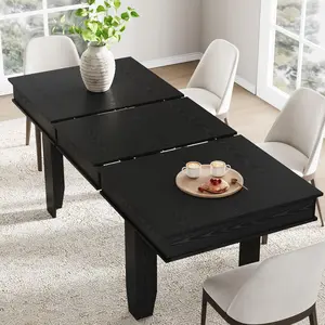 Garvee Extendable Dining Room Table, 63 to 86.6 inches, Seats 6-10, Farmhouse Style with Wooden Sturdy Frame, Large Rectangular Table for Kitchen and Dining Room