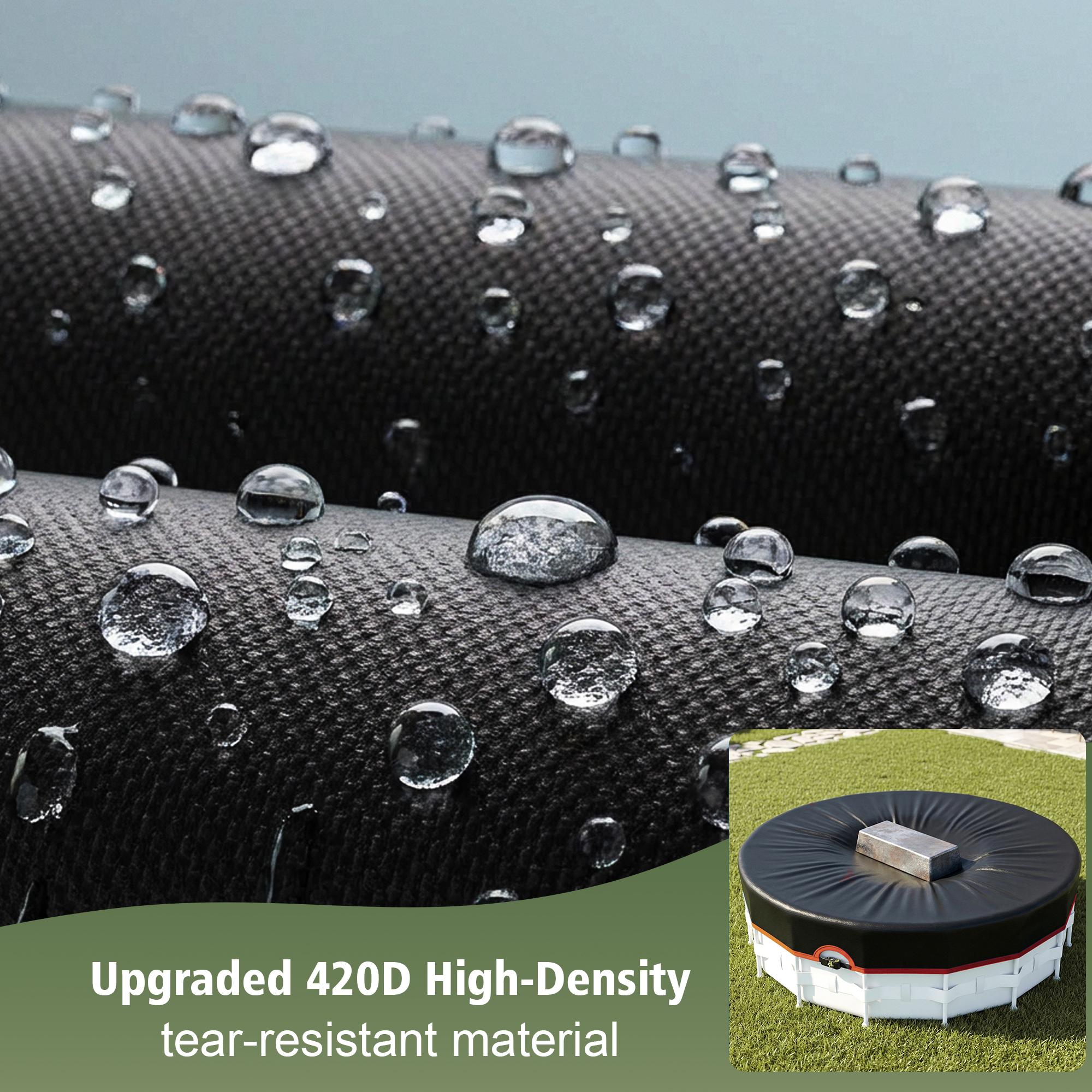 New upgrade 12FT Round Above-Ground Pool Cover Solar Waterproof with Accessories Included for Pool Equipment Shade & Heater Safety way plus org aqua outdoor