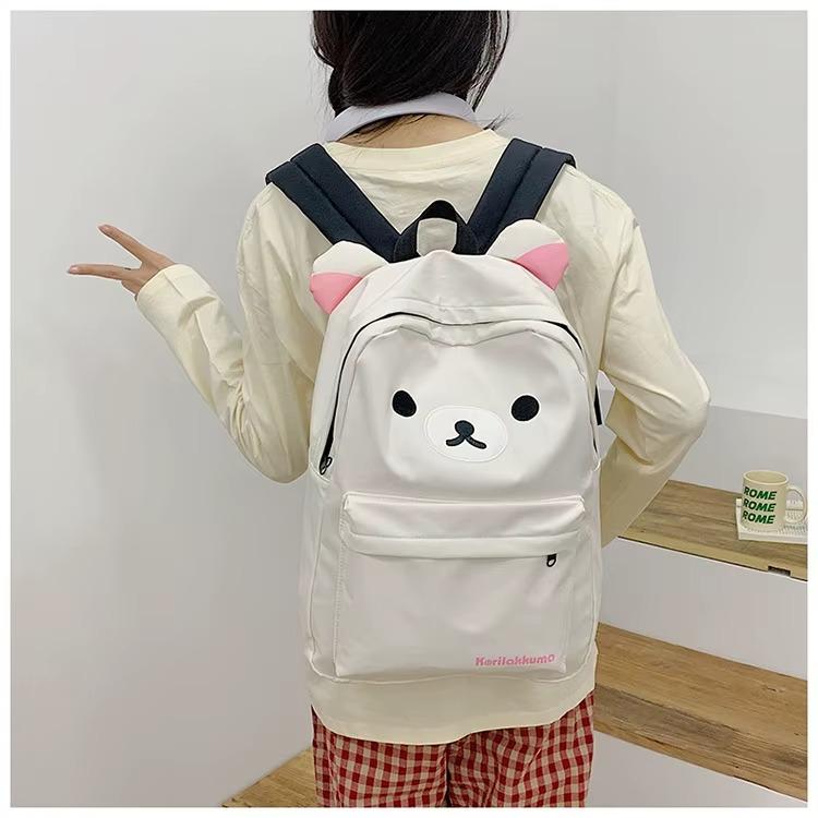 Hot Cute Bear Rilakkumas Backpack Large Capacity Anime Cartoon Backpack Stylish Student School Bag Nylon Shoulder Bags Schoolbag