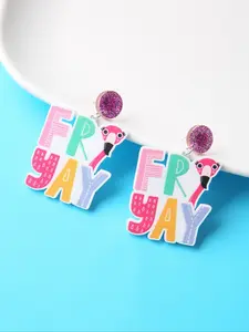 1 Pair Cute Letter Flamingo Graphic & Rhinestone Decor Stud Earrings, Creative Fashionable Jewelry for Women, Elegant All-match Fashion Accessories for Daily Wear