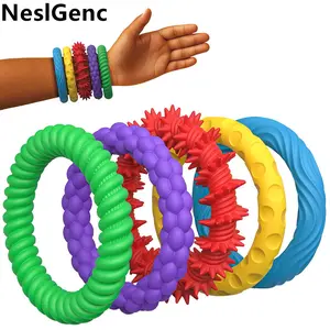 Silicone Texture Decompression Toy, 5 Counts/set Colorful Fidget Toys, Sensory Texture Bracelet, Sensory Grippie Set, Stress Relief Toy for Kids & Adults