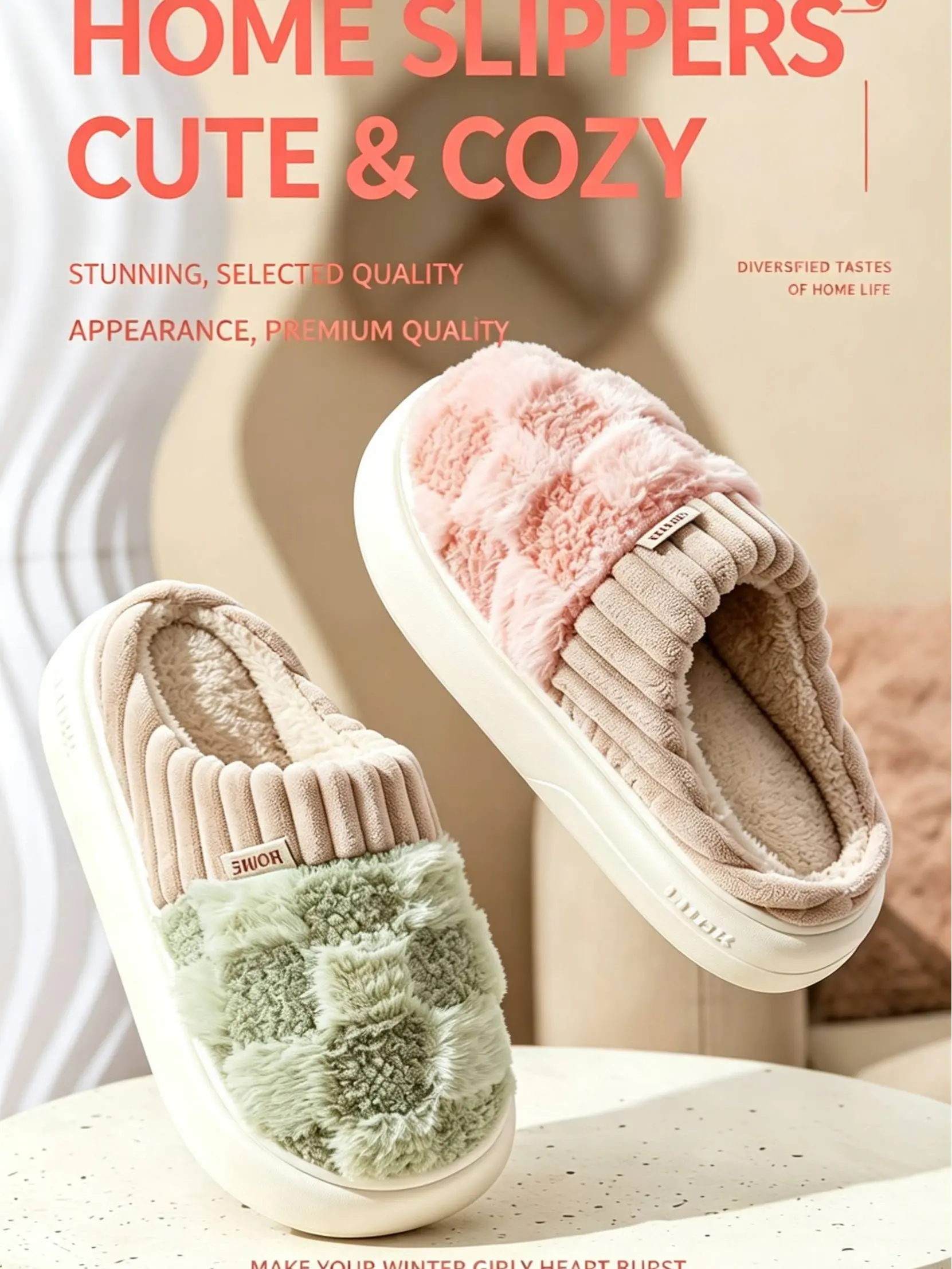 Checkered Slipper House Slippers for Women Men Plush Warm Fuzzy Slippers Flyffy Bedroom Shoes Indoor Slip On