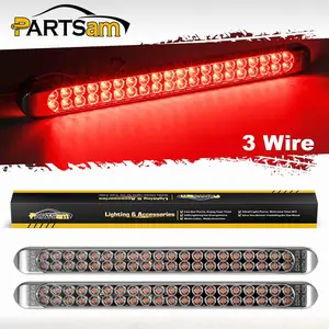Partsam 2Pcs 17 Inch Red Led Truck Trailer Tail Light Bar 40 LED Clear Lens, Clear Red 17" Sealed LED Waterproof Stop Turn Tail Brake S/T/T Clearance Marker Identification 3RD Third Brake Light Bar Car Accessories