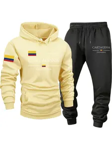 Men's Fleece 2-Piece Set, CARTAGENA - Colombia, Comfy/Breathable, Trendy, Kangaroo Pocket, Drawstring, Fall/Winter