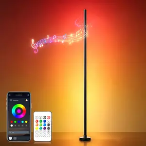 Led Corner Floor Lamp USB Powered with App & Remote Control, Color Changing Led Lamp Music Sync IC+RGBW, Timer, 64+ Music Modes, Standing Lamps for Living Room Lamp Bedroom Gaming Room, 1 Pack, Room Decor