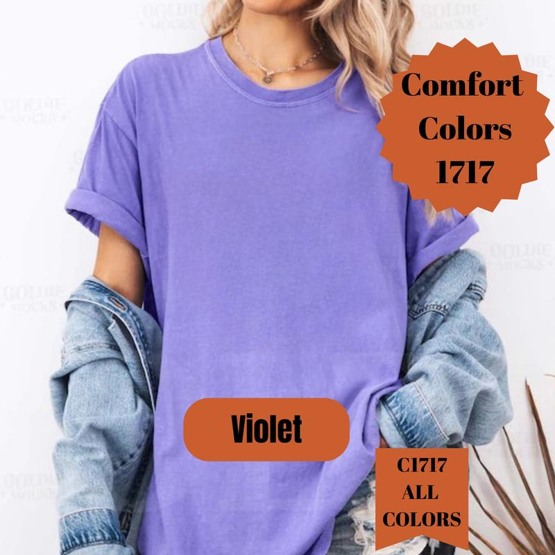 Comfort Colors Violet Shirt,  Violet Blank Shirt, 1717 Garment Dyed T-Shirt – Soft Purple Unisex Tee for DTG, Embroidery Tees, Vintage Shirt