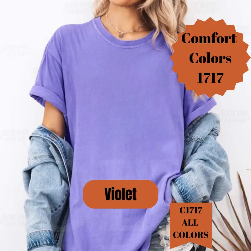 Comfort Colors Violet Shirt,  Violet Blank Shirt, 1717 Garment Dyed T-Shirt – Soft Purple Unisex Tee for DTG, Embroidery Tees, Vintage Shirt