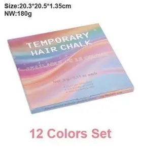 Color Card Powder for Girls' Fashion and Beauty Products One-Click Coloring 12 Colors Set Temporary Hair Chalk 20.3x20.5x1.35cm 180g