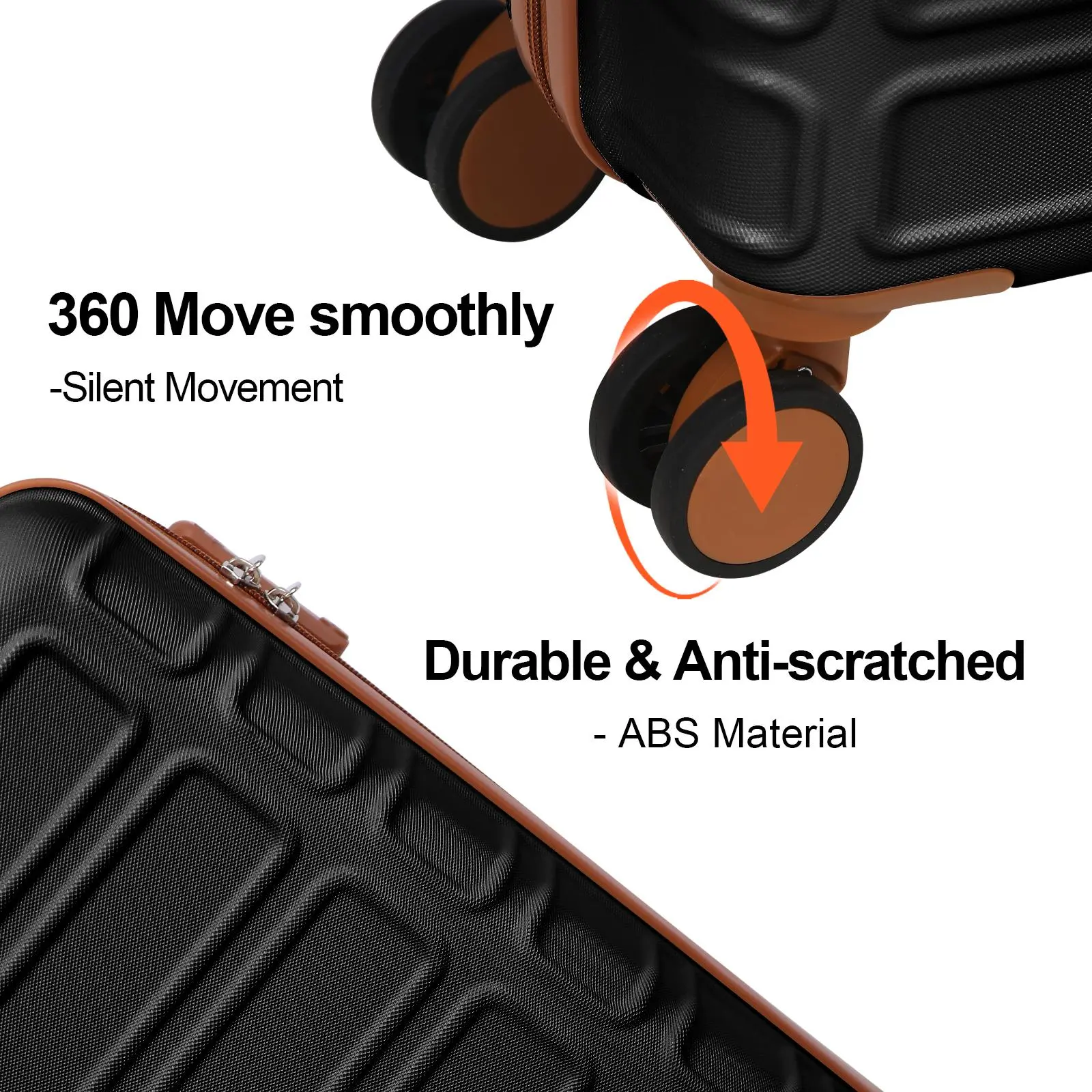 AAIVV 4-Piece Lightweight Expandable Rolling Luggage Set, ABS