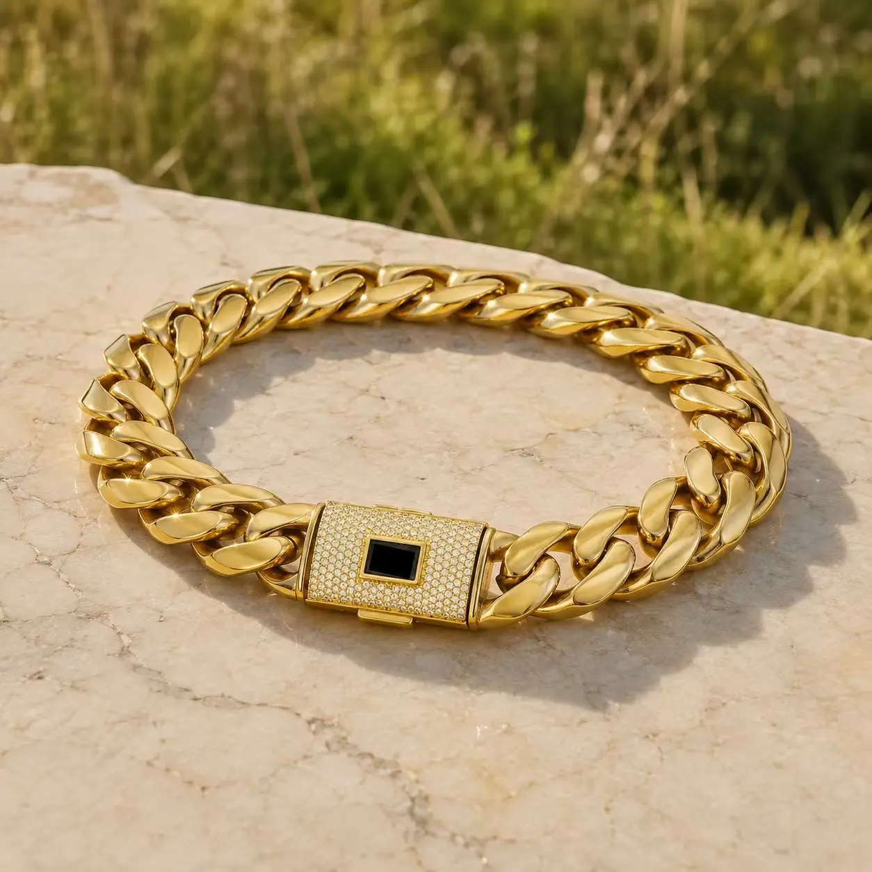 14mm Gold Miami Cuban Link Bracelet for Men Women, Iced S Clasp Chunky Curb Chain Bracelet, Hip Hop Jewelry, 7.5/8.5 Inch