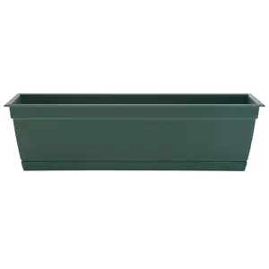212 MAIN 24 in. Turtle Green Dayton Plastic Ocean Series Self-Watered Window Box, Outdoor Planters, Large Planter Pots, Multi-Season Use, Planters For Outside