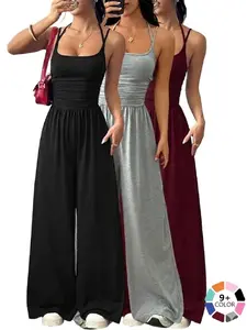 TikTok's popular European and American cross-border product: women's casual strapless jumpsuit with wide legs and loose fit for summer