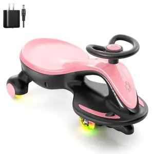 XJD 12V Electric Wiggle Car 2 in 1 Ride On Toy,  Rechargeable Battery with Colorful Light-Emitting Wheel for Kids Gift
