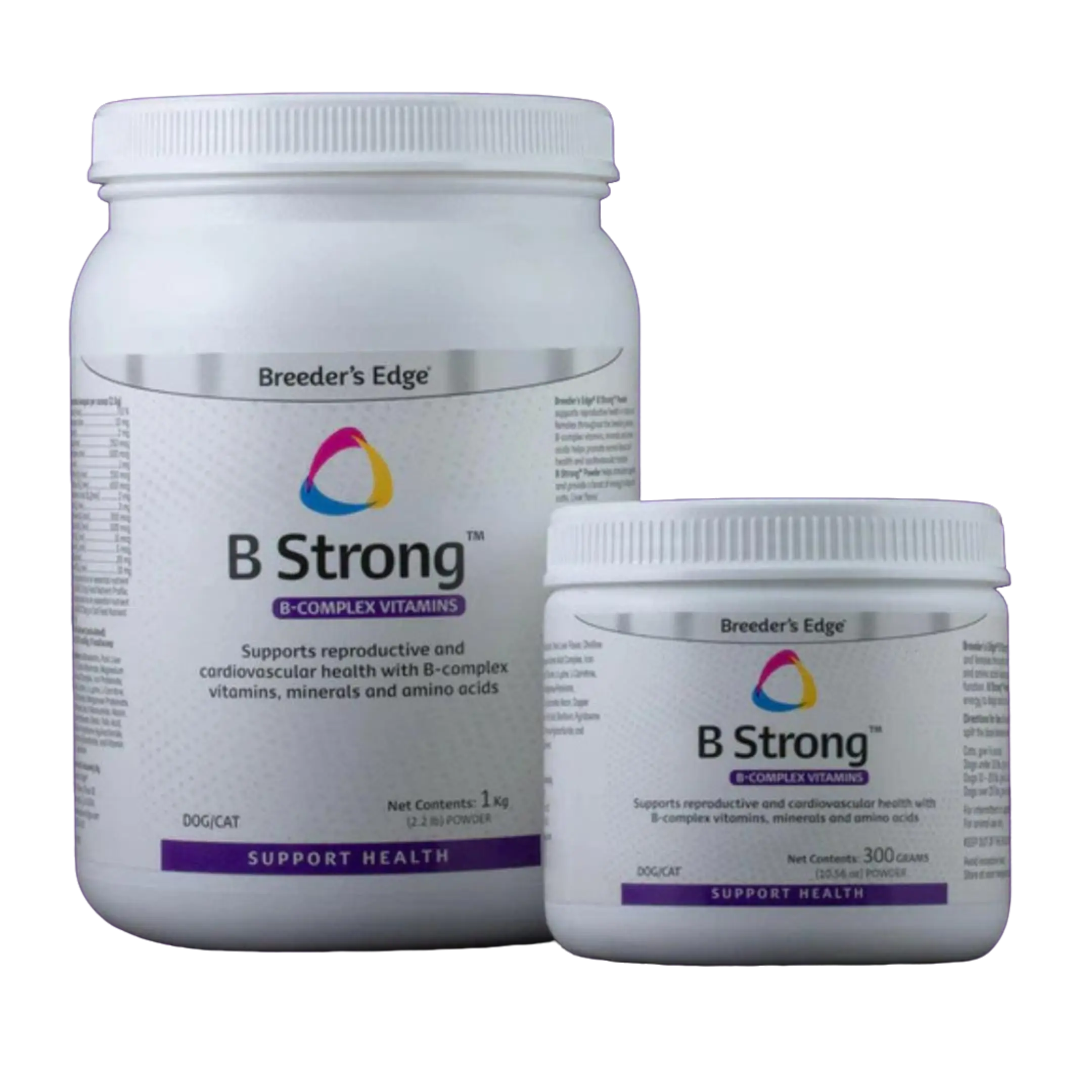 Breeder's Edge B Strong Powder - Canine & Feline Nutritional Supplement with Inositol, Taurine, Biotin, B Complex, Puppy Vitamins, Daily Wellness Support, Energy Boost, Assorted Sizes