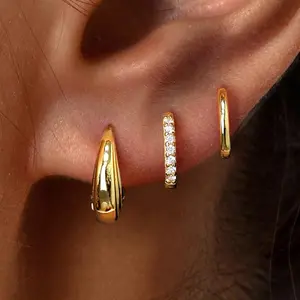 Small Huggie Hoop Earrings Set for Women, 14K Gold Plated Hoops Stacks for Multiple Piercings, Dainty Cute Mini Lightweight Cartilage Studs Trendy Jewelry Gift