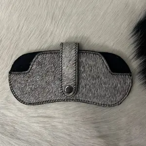 Sunglass Holder - Gray Felt Case with Black Padded Interior and Button Closure for Secure Storage