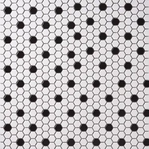 Simple White and Black Hexagon Ceramic Mosaic Matte Sample