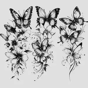 3 Sheets Butterfly Flower Temporary Tattoo Stickers, Waterproof Sweatproof Tattoos for Women Arms Chest Thighs Ankle Abdomen