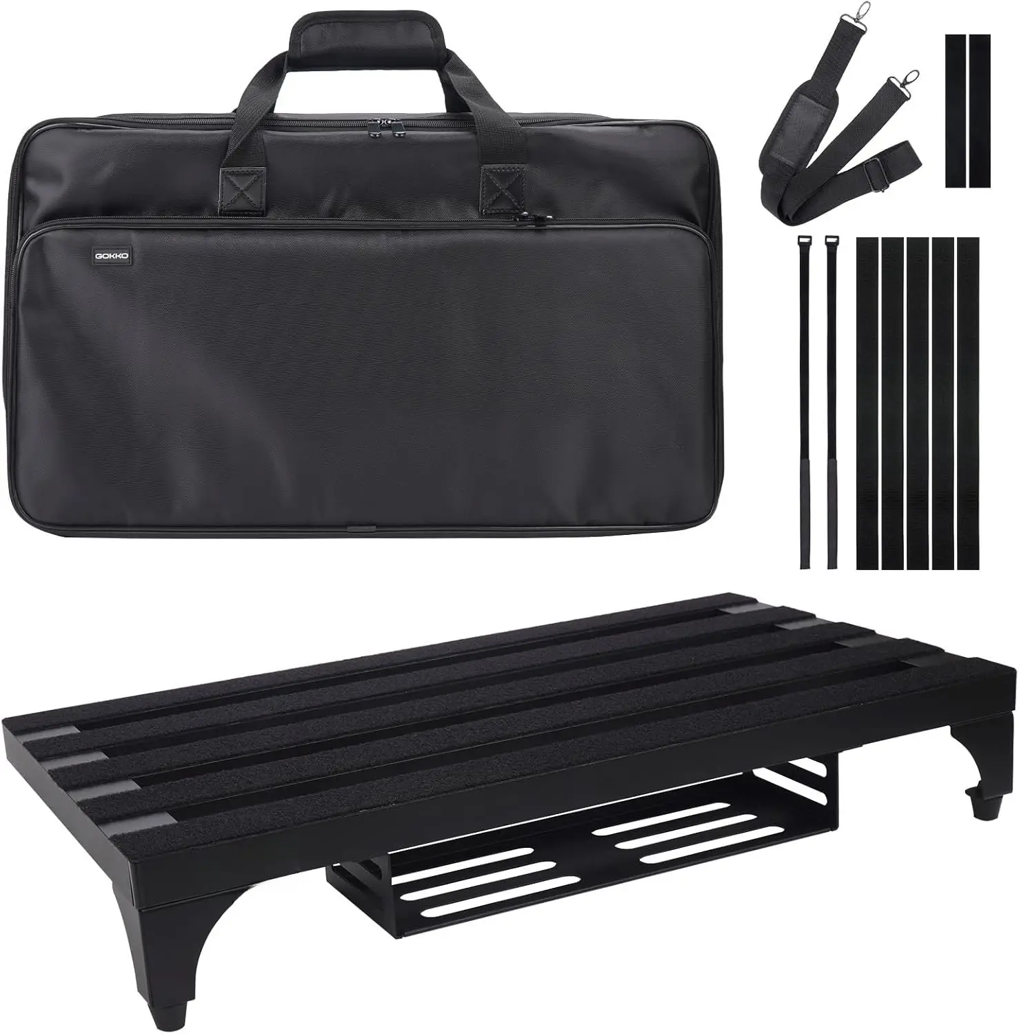 Supper Light Guitar Pedal Board 3.3 lb 22" x 12.6"  Alloy Pedalboard with Power  Bracket (Black)
