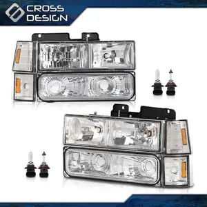 CROSSDESIGN Headlights+Corner Lights Fit For 1994-98 GMC C10 C/K Sierra