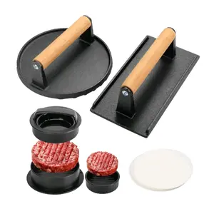 3PCS Smash Burger Press Kit - 3 in 1 Patty Maker, Non-Stick Kitchen Tool for Stuffed Burgers, Round & Rectangular Blackstone - Meat