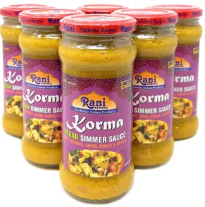 Rani Korma Curry Vegan Simmer Sauce (Rich Coconut, Onion, Garlic & Spices) 14oz (400g) Glass Jar, Pack of 5 +1 FREE ~ Easy to Use | Vegan | No Colors | All Natural | NON-GMO | Gluten Free | Indian Origin