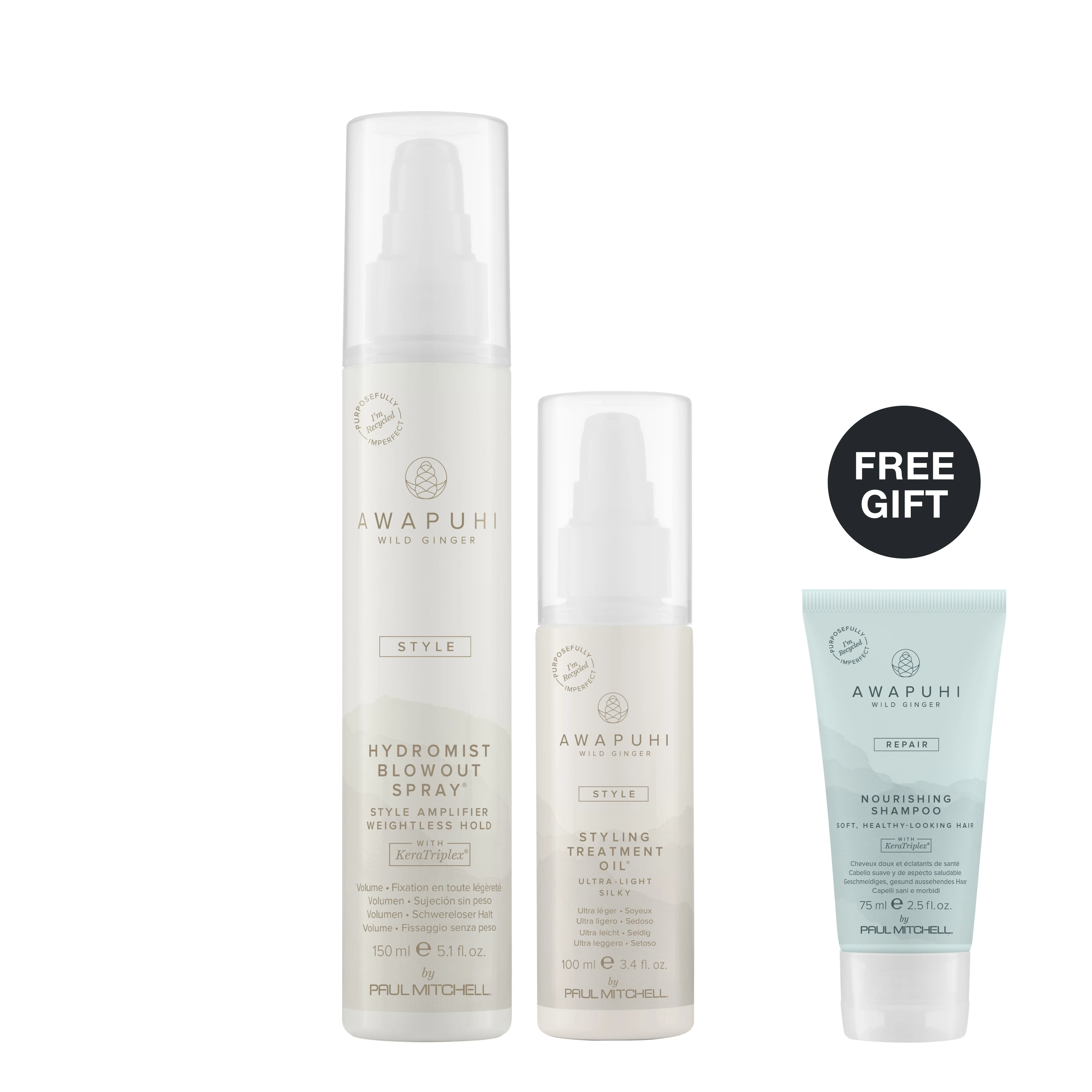 Prime & Shine Blowout Duo – Awapuhi Wild Ginger HydroMist Blowout Spray and Styling Treatment Oil with FREE Mini Shampoo*
