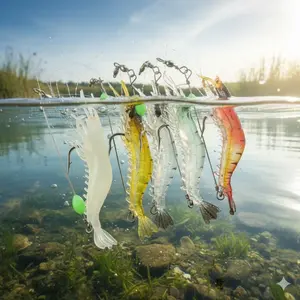 Glow-in-the-Dark Silicone Soft Lure for Night Fishing, Long Afterglow Jig with Treble Hook, Saltwater Freshwater Universal, Targets Sea Bass, Trout, Perch and More.
