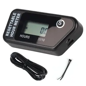Wireless Motorcycle Hour Meter, USB Powered Digital LCD Display Hour Meter, Resettable Hour Meter for Motorcycle ATV Motorboat Lawn Mower