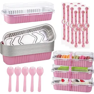 24 Pack Mini Loaf Pans with , Spoons & Stickers - 7.5oz Disposable  Baking Pans -  Sturdy Build - Holds Shape Well, -in-  Set for Cakes, Cupcakes, Desserts & Party