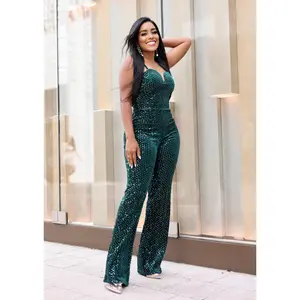 ADELA EMERALD GREEN SEQUIN JUMPSUIT – LUXURIOUS SPARKLING ONE-PIECE FOR SPECIAL OCCASIONS