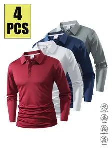 Men's Casual Stand Collar Long Sleeve Plain Shirt, Comfortable and Stylish Design for Everyday Wear, Perfect Fit for All Body Types