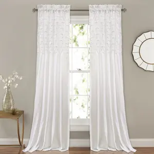 Lush Decor Bayview Window Curtain Set with Decorative Fringe Soft Fabric for Home Decor 54"W x 63"L 84"L 95"L Standard 100 OEKO-TEX Certified Polyester Panels