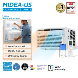 Midea 12,000 BTU / 8,000 BTU Smart Inverter Window Air Conditioner with Heat and Dehumidifier, APP & Alexa Control, 115V AC Unit Cools up to 350 Sq. Ft, Quiet Operation, Energy Saving, Remote & Easy Installation Kit, White, Holiday Haul, Gift