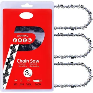 20 Inch  Chain Replacement, .325" Pitch .058" Gauge 76 Drive Links, Fits Supmix Blue Max Oregon Wemars, Full Chisel, 3 Pack-P
