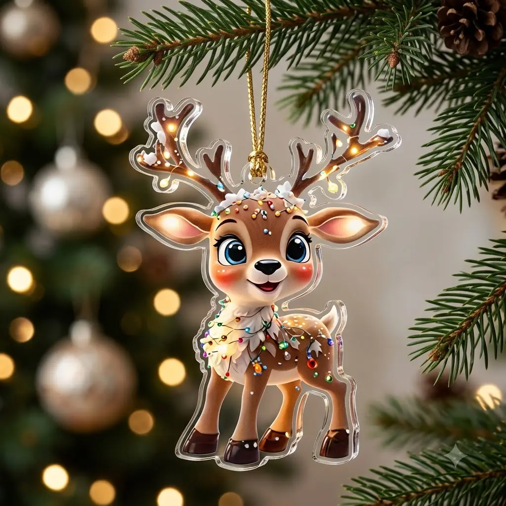 Christmas Characters Collection Acrylic Ornament – Santa Claus, Mrs. Claus, Reindeer, Snowman, Elf, Nutcracker, Gingerbread Man, Christmas Tree, Holiday Decor, Christmas Gift, UV Printed Keepsake Ornament