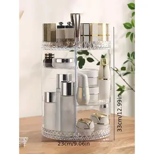New Year Gift for families or friends 360 Rotating Makeup Racks Large Capacity Cosmetics Racks Beauty Organizer Clear Cosmetic Storage Display Case with 5 Layers and Detachable Shelves for Bedroom Dresser