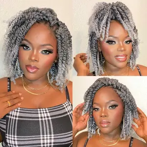 8 Packs Passion Twist Hair 8 Inch Pre-twisted Passion Twist Crochet Hair Pre-looped Crochet Braids for Women Passion Twists Braiding Hair Synthetic Hair Extensions (T1B/Gray#)