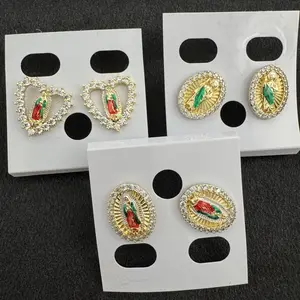 Virgen Mary & San Judas Earrings Gold Plated Fashion Jewelry